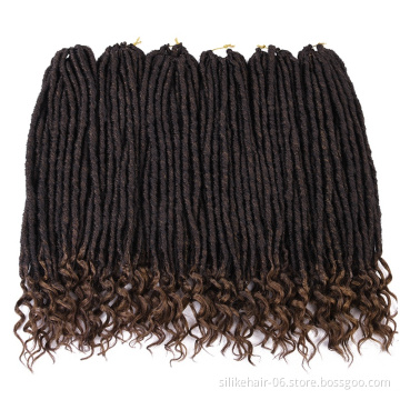 Hot Sale 18inch Goddess  Locs Wavy Soft Curly Dreadlocks Fuax Locs with Curl Ends Synthetic Crochet Braiding Hair Extention